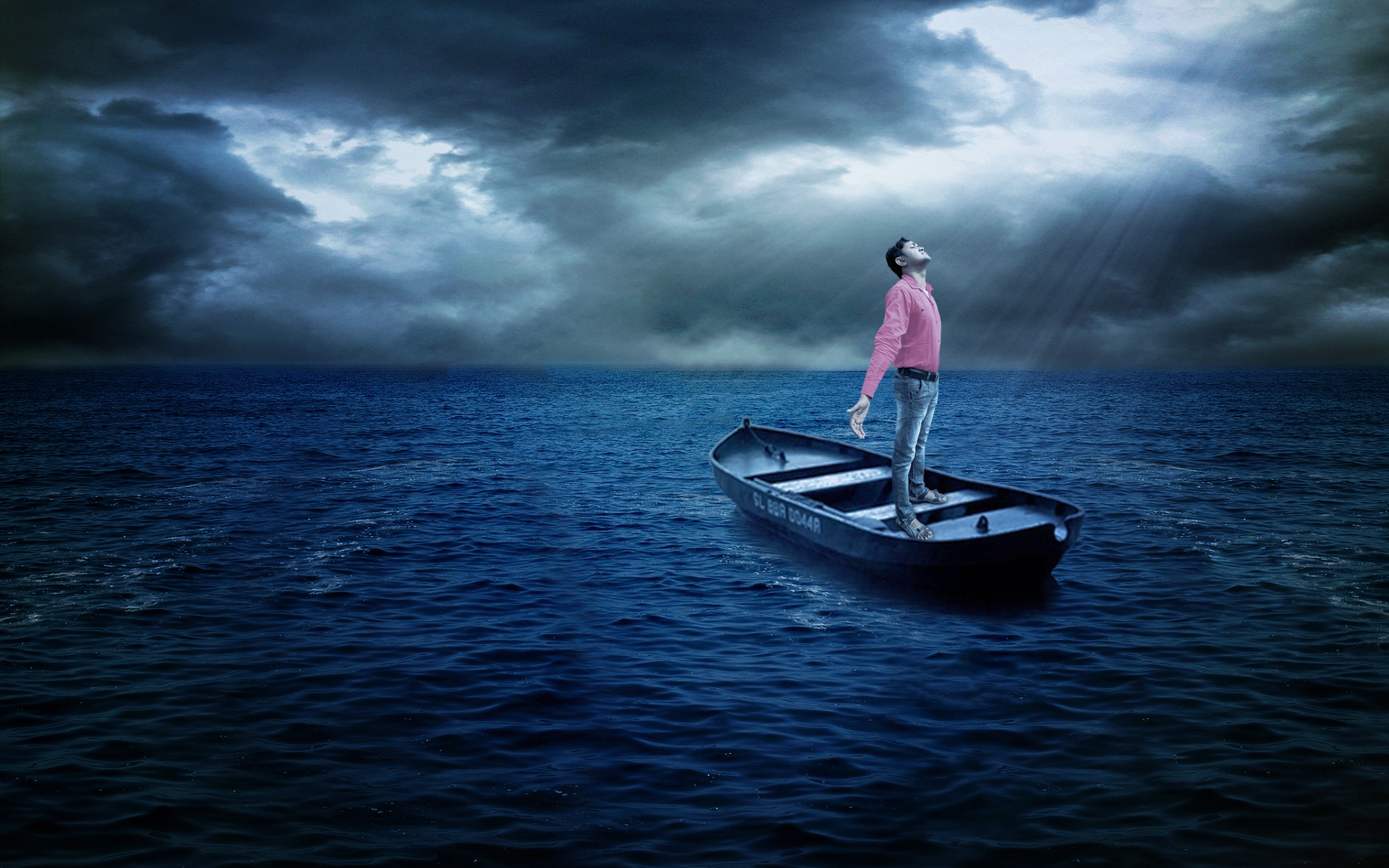 photo manipulation boat wallpaper by sunil anand